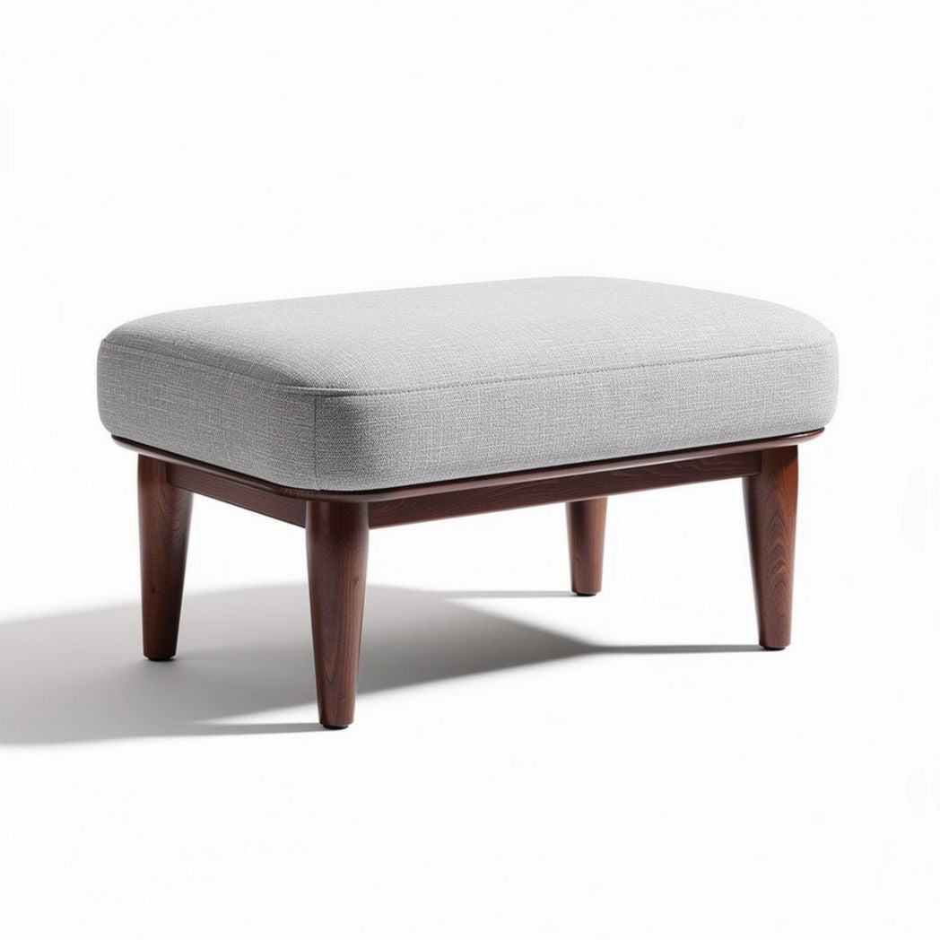 Puf de tela gris con estructura de madera 60 x 40 x 30cm