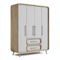 Armario de almacenamiento en madera con puertas en color blanco y cajones de 120 x 50 x 180cm