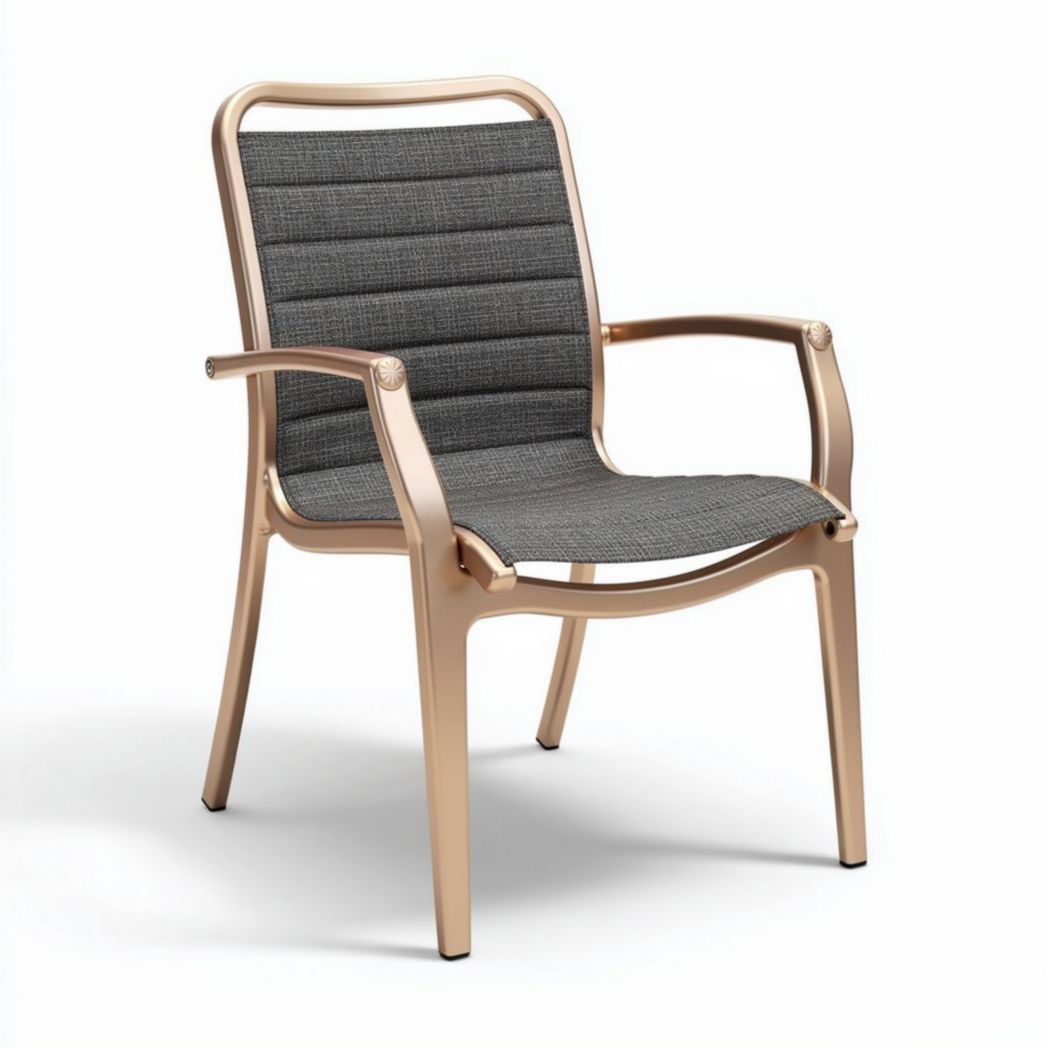 Silla de metal con asiento y respaldo de tejido gris 60 x 60 x 85cm