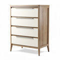 Cómoda de madera con cuatro cajones de color blanco y tamaño 80 x 50 x 100cm