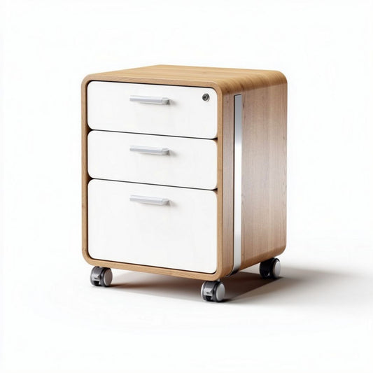 Carro de oficina de madera con tres cajones y ruedas dimensiones 40 x 40 x 50cm