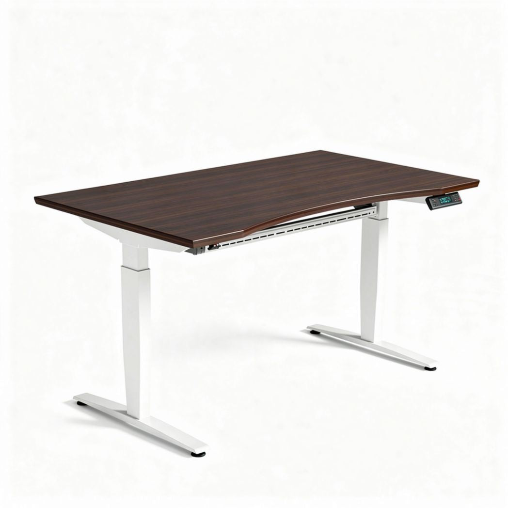 Mesa de oficina eléctrica ajustable en altura marrón de 140 x 70 x 75cm