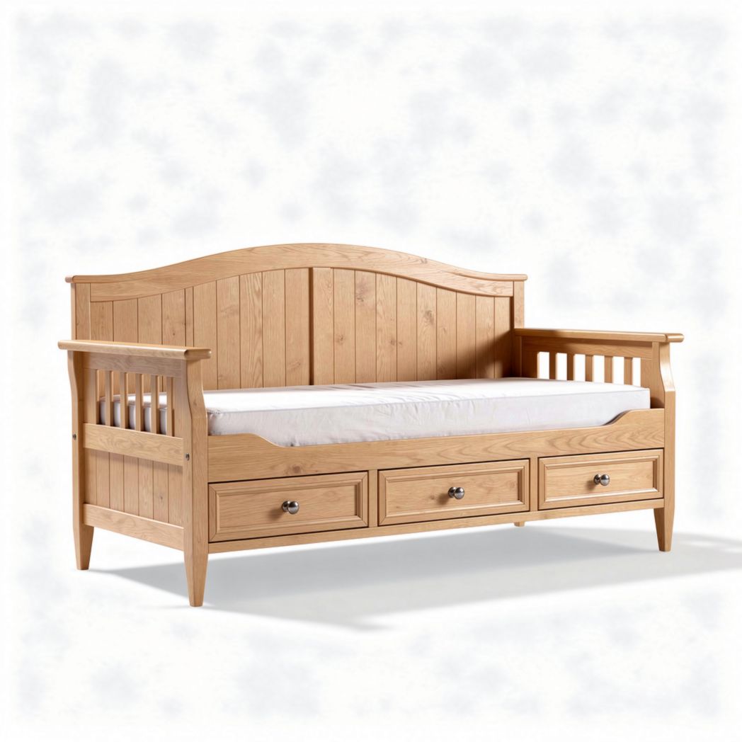 Cama nido de madera natural con cajones de almacenamiento 200 x 100 x 90cm