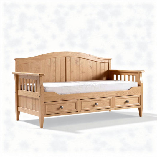 Cama nido de madera natural con cajones de almacenamiento 200 x 100 x 90cm