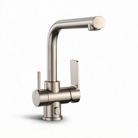 Grifo de cocina en acero inoxidable mate 15 x 15 x 30cm con palanca dual