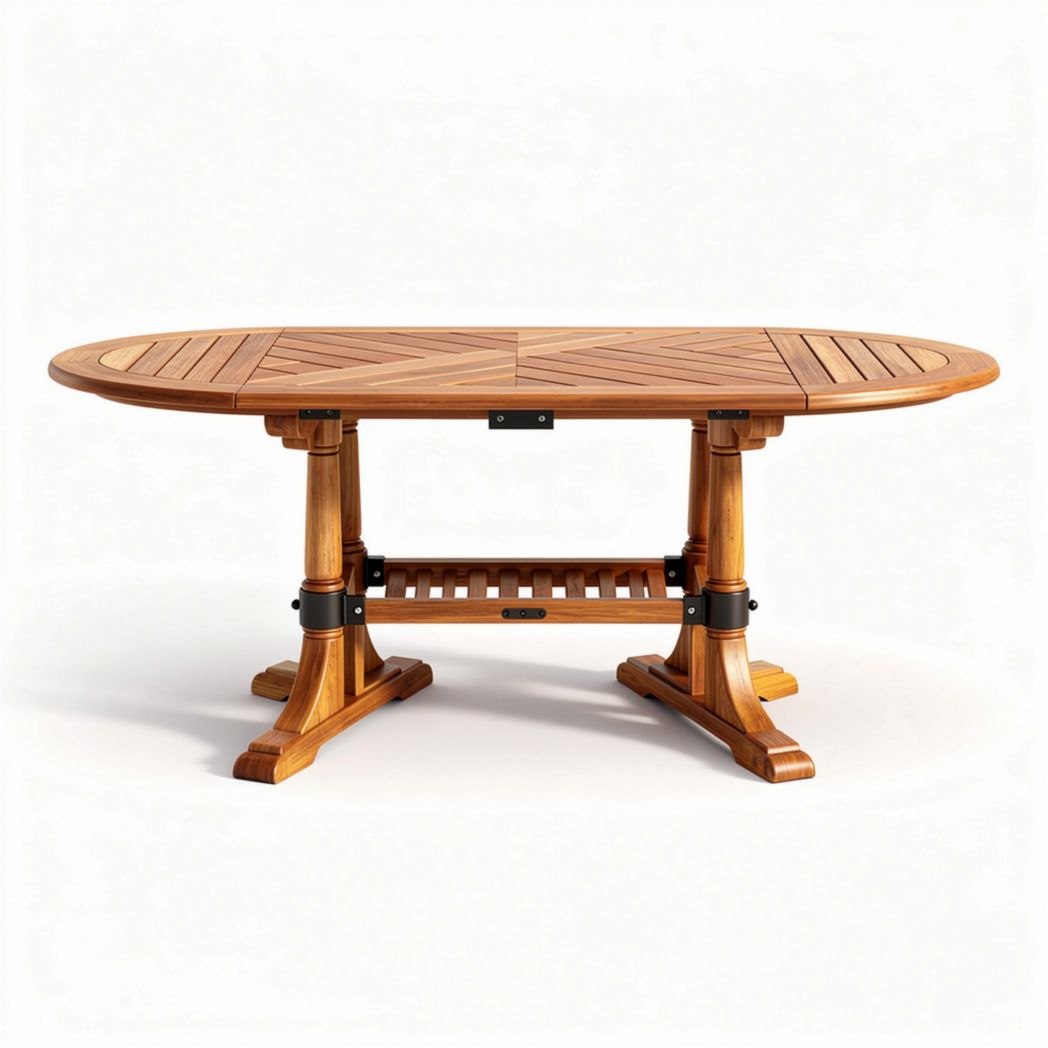 Mesa de comedor ovalada de madera de acacia 200 x 100 x 75cm color natural