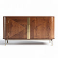 Mueble auxiliar de madera de nogal con puertas de bronce 120 x 45 x 75cm